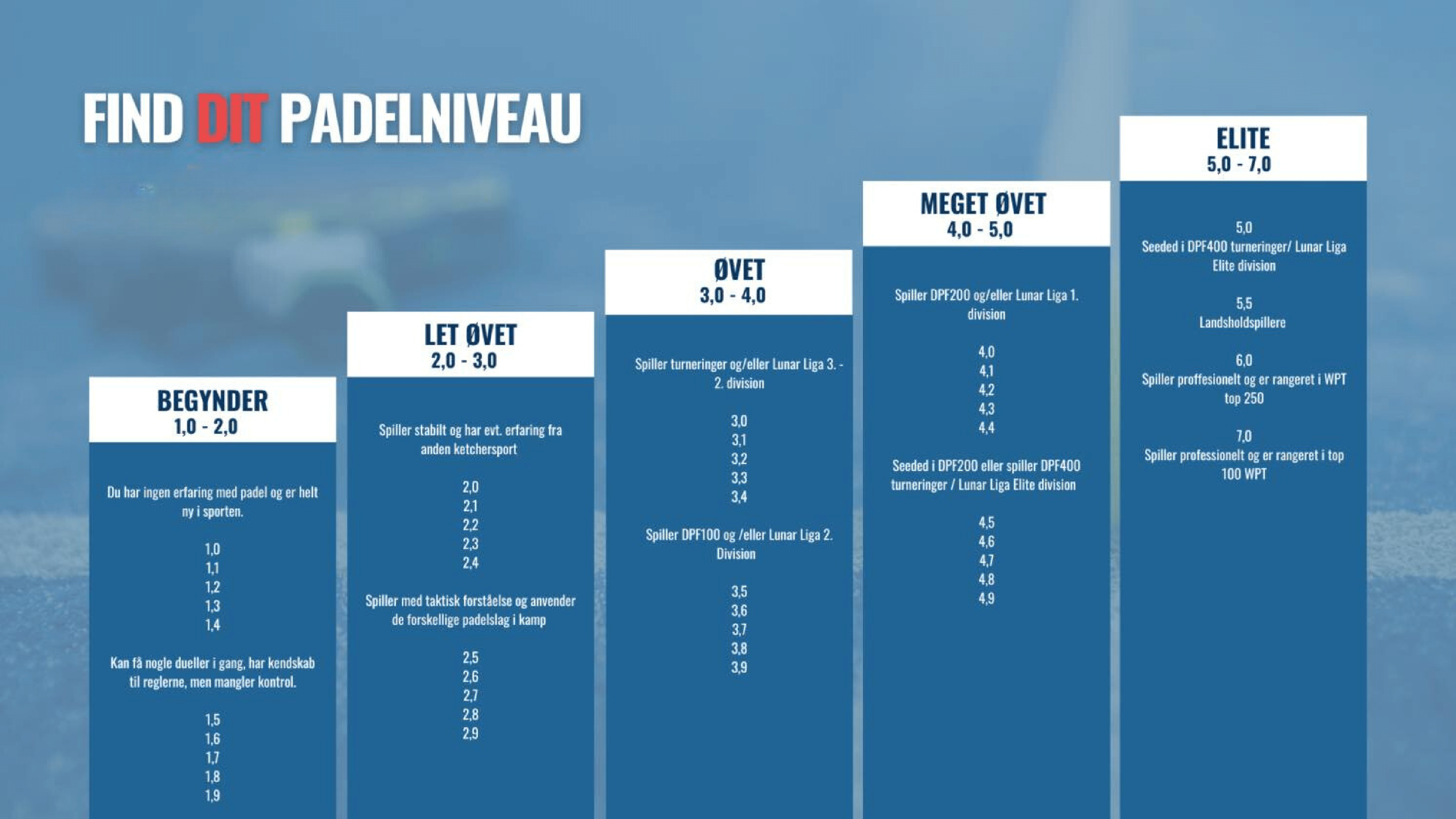 Padel niveau